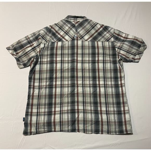 Kuhl Mens XL Gray Plaid Button Up Short Sleeve Shirt Outdoors Suncel - Picture 9 of 10